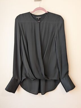 Rag & Bone Black Draped V-Neck Long-Sleeve Blouse